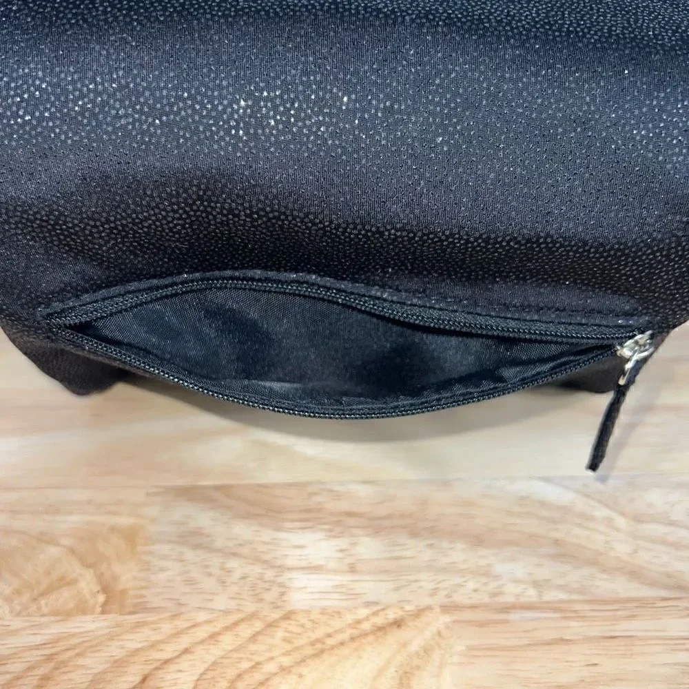 Lancôme, Black Glitter Make up Cosmetics Travel Pouch Zip Top & Flap Closure